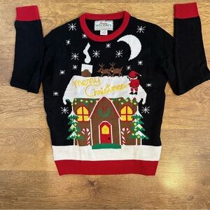 Holiday Time Festive Black and Red Christmas Sweater